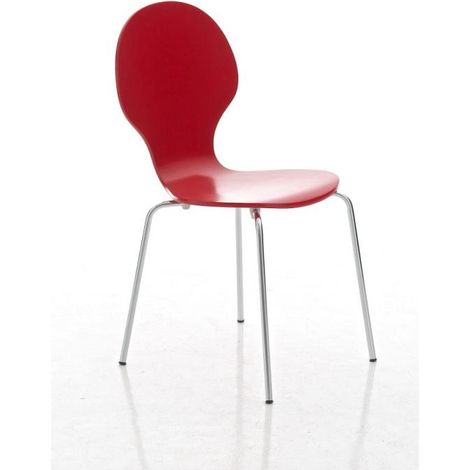 Chaise de salle à manger cuisine empilable design moderne bois rouge et métal 100000015 (1/5)