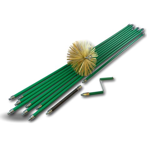 Kit ramonage rotatif  Système tout kiblok  Hérisson acier  Cannes vertes autobloquantes - Ø 250 mm - Acier - Long (1/5)