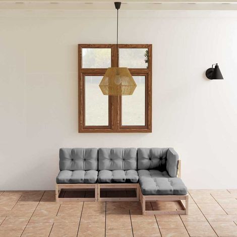 vidaXL Juego de muebles de jardín 4 pzas y cojines madera pino maciza (1/5)