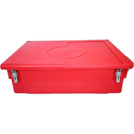 Bac à sable incendie/ à sel de déneigement 100l + grenouillères + cadenas + pelle (1/4)