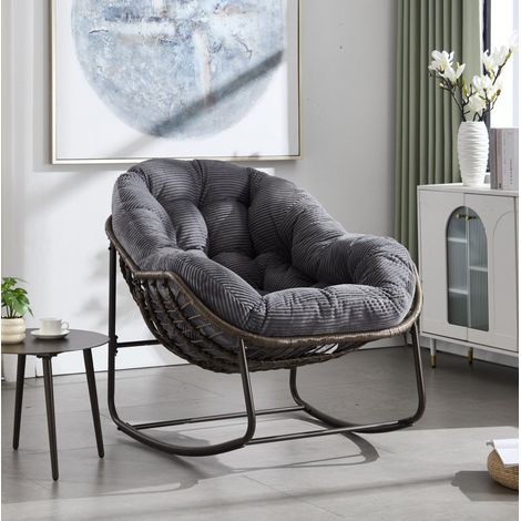Fauteuil à bascule de jardin gris en acier OKMYHOME (1/5)