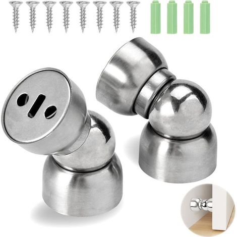 Magnetischer Türstopper aus Edelstahl, silberfarben, kollisionssicher, inklusive Schrauben, für Schlafzimmer, Badezimmer, Büro (1/5)