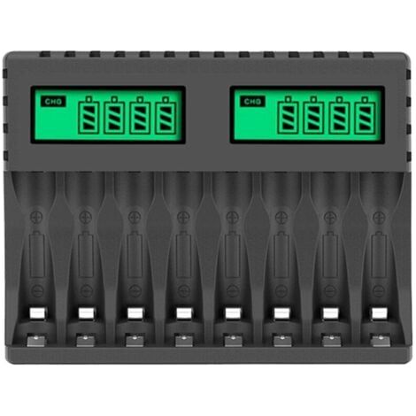 Chargeur de Batterie ÉCran LCD Chargeurs Intelligents Intelligents à 8 Emplacements pour Piles Rechargeables AA/AAA NiCd NiMh Chargeur AA AAA (1/4)