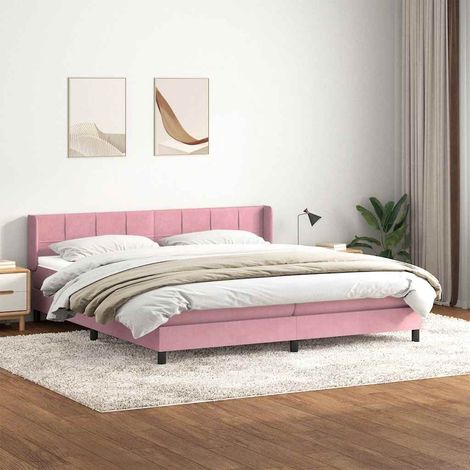 Boxspringbett mit Matratze Rosa 180x210 cm Samt
