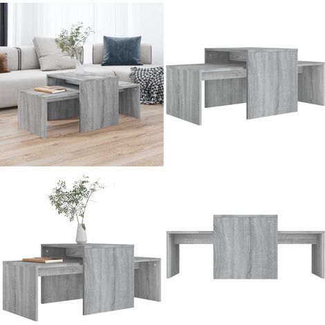 Couchtisch-Set Grau Sonoma 100x48x40 cm Holzwerkstoff - Couchtisch - Set - Wohnzimmerstil - Grau - Holzwerkstoff - Home & Living (1/5)