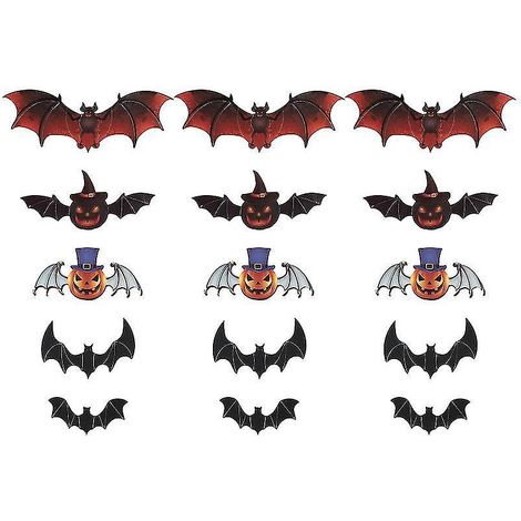 5er-Set 3D-Fledermaus-Aufkleber für Halloween-Dekorationen