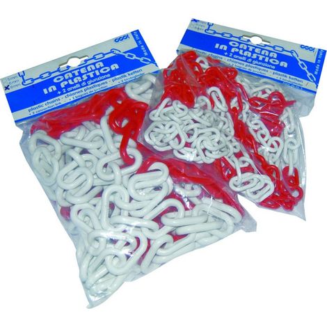 Catena plastica segnaletica bianco rossa mt.5 maglia d.6 - Salone