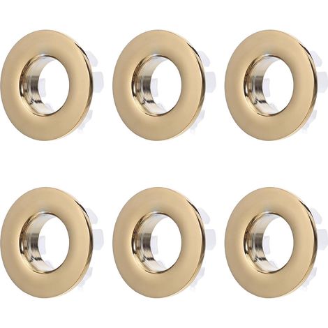 Lot de 6 cache trop pleins dorés pour lavabo couvercles