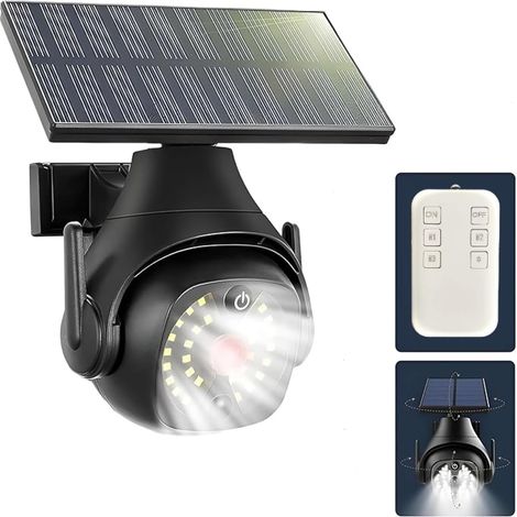 Fausse caméra sécurité factice lampes solaires détecteur mouvement lampes solaires 2 1 télécommande aspect réaliste facile IP66 (1/5)