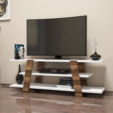 TV-Möbel Flower Walnuss Weiß Melamin 120x42x33,6 cm (1/4)