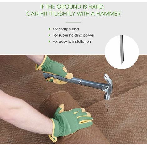 Ensemble de 100 pieux de fixation en acier en forme de u de 4,0 mm, longueur de 150 mm, largeur de 25 mm H (1/4)