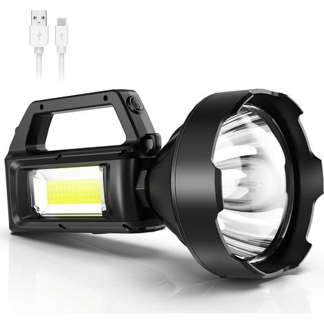 Torcia a LED ultra potente, torcia a LED ricaricabile con luce laterale (1/4)