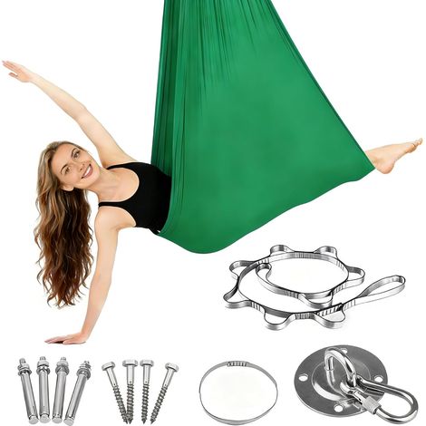 Hamac de Yoga Aérien Kits - Ensemble Complet pour Intérieur et Extérieur, Accessoire Yoga Apaisant et Nid de Suspension Détente, Installation Facile, Support Jusqu'à 200kg, pour Loisirs & Relaxation (1/5)
