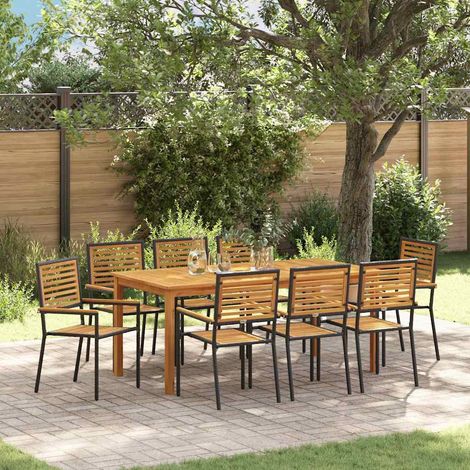 vidaXL Garten Essgruppe 9 pcs Schwarz Massivholz Akazie (1/5)