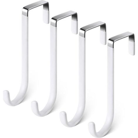 Crochet de porte en acier inoxydable noir – Lot de 4 patères murales polyvalentes pour porte, tiroir, armoire et salle de bains (1/4)