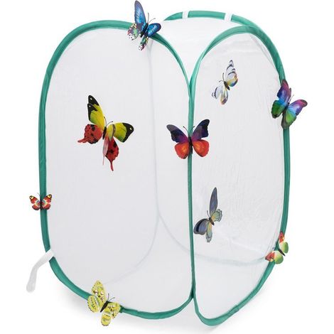 Cage en filet pour élevage de papillons et insectes habitat pliable portatif avec fermeture éclair pour observation des plantes et chenilles 40x40x60 cm (1/5)