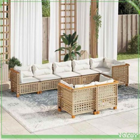 Salon de jardin - 7291712423307 - Beige - Résine tressée - Coussins déhoussables (1/5)