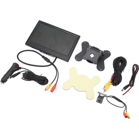 Moniteur de recul 7 pouces pour voiture, 12 à 24 V, grand angle 170°, écran couleur LCD HD, entrée vidéo bidirectionnelle, pour camions, remorques, fourgonnettes, avec caméra et éclairage LED à 12 LED (1/5)
