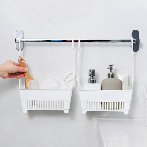 Panier suspendu de rangement pour articles divers, sac de drainage, panier de douche avec crochet, organisateur de maquillage pour cuisine et salle de bain (1/4)