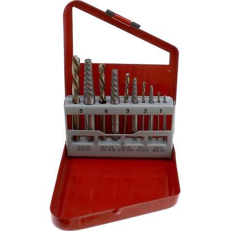 Kit de 10 extracteurs de vis HSS en cobalt avec forets à gauche et coffret métallique.-AquaForge (1/5)