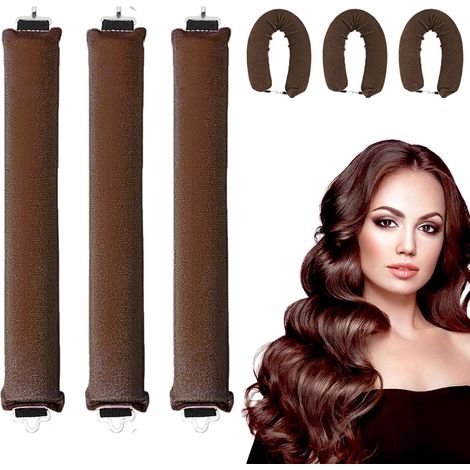 Set de 3 Pièces Rouleaux Cheveux Boucle Sans Chaleur Heatless Hair Curlers Bigoudi Boucle Cheveux de Sommeil Doux Boucleur Sans Chaleur pour Femmes et Filles Bricolage Outils de Coiffure (1/5)