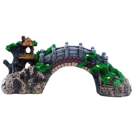 Décoration d'aquarium aquarium animal étang mangeoire à poissons décoration d'aquarium aquarium décoratif faux pont，18.5X6.7X8.5CM