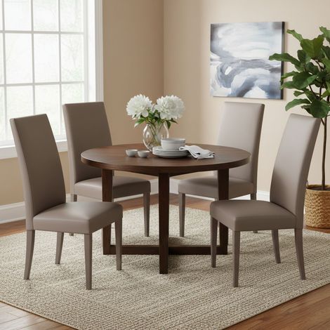 Ferraris Stuhlset, 4 Stühle, gepolstert, lackiert, Taupe Grau (1/5)