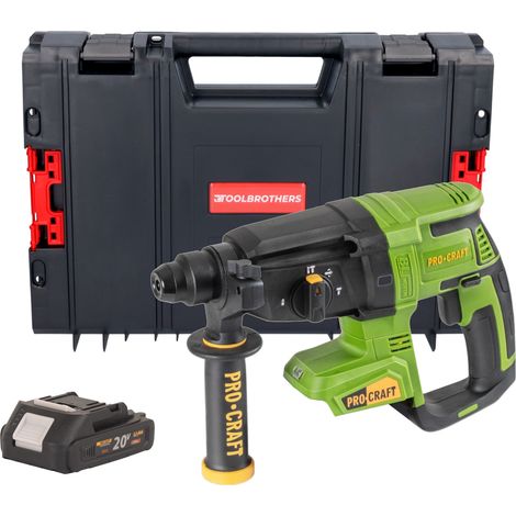 Procraft PHA40bb Akku Bohrhammer 20 V 2,6 J SDS plus Brushless + 1x Akku 2,0 Ah + RHINO Toolcase - ohne Ladegerät (1/5)