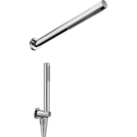 Set Doccia Damast Slash con Braccio Doccia in Ottone Cromato + Soffione a Parete (1/3)