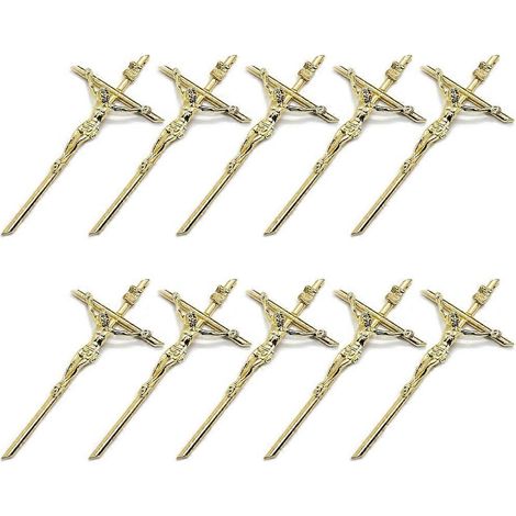 10 Stück Kruzifix-Metall-Wandkreuz-Dekoration, religiöse katholische Kreuzanhänger