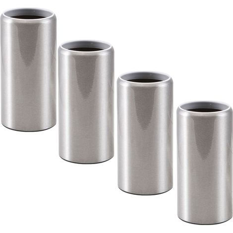 camar Tischfuß Abdeckhülse Zoom, Abdeckung für Höhenverstellfuß und Möbelrollen, rund 60mm, Stahl Edelstahl-Effekt 4 Stück (1/5)