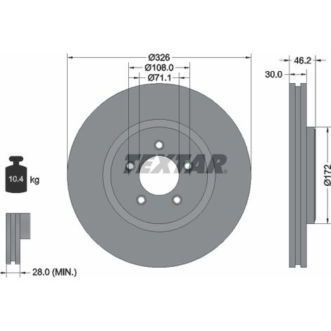 Lot de 2 Disques de frein Textar 92173505 DAIMLER C2C25336 C2P26267