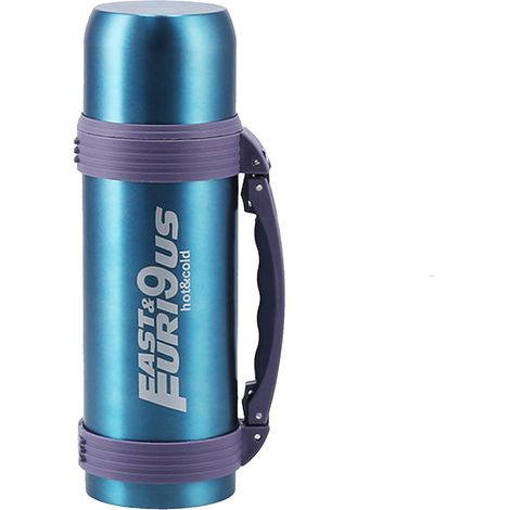 Gourde isotherme en acier inoxydable 1200ml, double paroi, avec sangle épaule nylon pour voyage et extérieur.