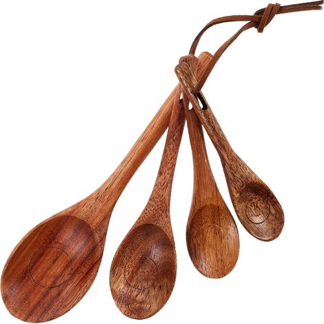 Lot de 4 cuillères à mesurer, bois, pour café, thé et épices (1/5)