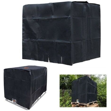 1000L Bucket Cover Housse anti-poussière IBC Water Tank Ton Bucket Cover Housse de protection Couvercle de réservoir d'eau 210D Oxford Cloth Sunscreen, Noir 120 100 116cm (1/4)