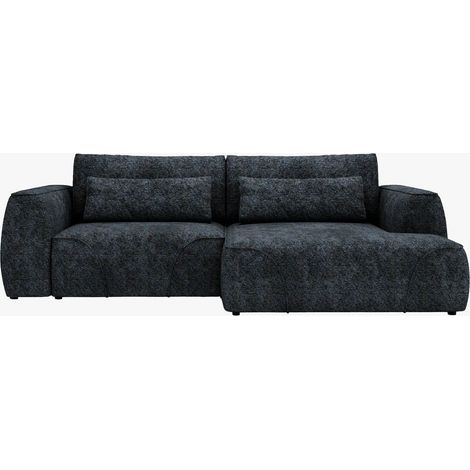GRACE Canapé d'angle convertible avec coffre en tissu bleu - Angle droit (1/5)