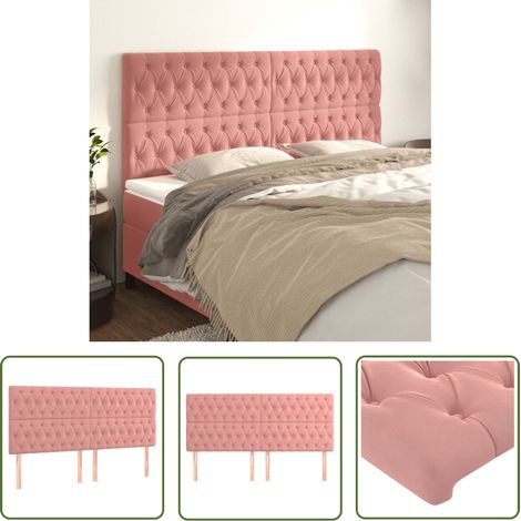 The Living Store Têtes de lit 4 pcs Rose 90x7x78/88 cm Velours - Tête De Lit - Literie - Meuble Chambre - Velours - Chaise Lit (1/5)