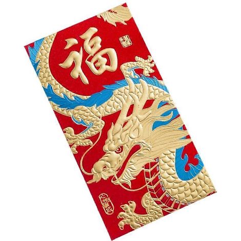rote Glücksumschläge zum Chinesischen Neujahr mit Drachenmotiv, Papiergeldtüten, Gastgeschenke für Glücksfeiern, 6 Stück