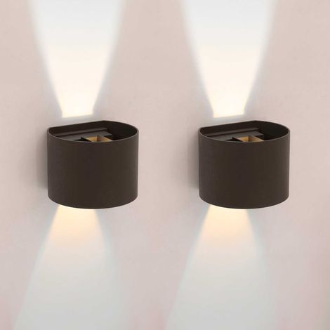 Axis Round - 2 Apliques de pared Iluminación LED Exterior para Terrazas, Jardines y Balcones ON/OFF 3000K en Color Negro (1/5)