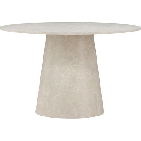 Table à manger ronde 4 personnes effet marbre MDF – Diamètre 120 cm – Hauteur 75 cm – Design contemporain avec pied central conique