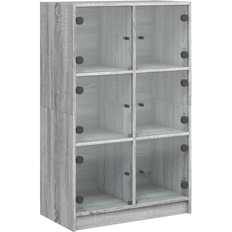 Credenza cassettiera mobile contenitore organizer cucina soggiorno soggiorno alto con ante sonoma 68 x 37 x 109 cm derivati del legno grigio 020032242