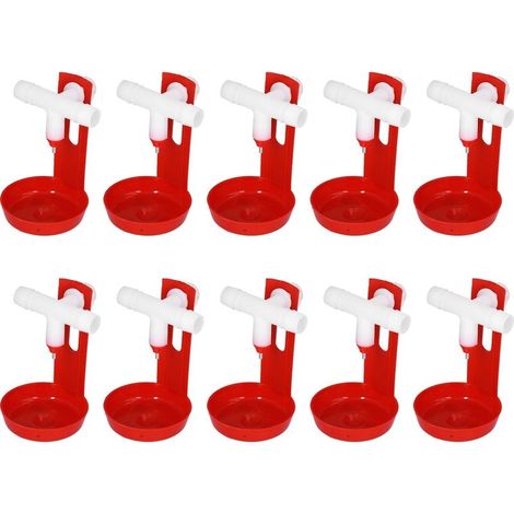 Lot 10 tasses à boire poulet – abreuvoir auto – raccord té – blanc – durable – volaille (1/5)