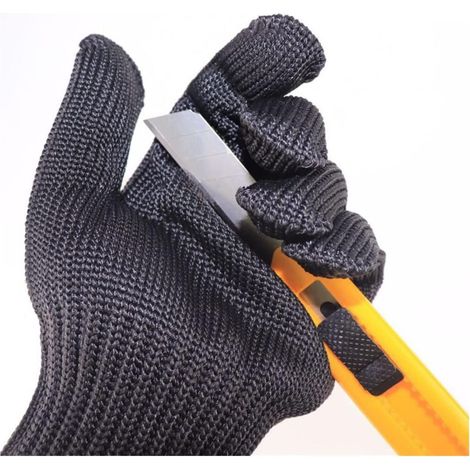 Gants résistants aux coupures, Gants de tissage de fil résistant aux coupures Gants de filet de pêche en fil d'acier inoxydable Kit de survie de sécurité for le camping en plein air Une paire de gants (1/5)