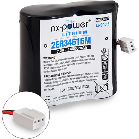NX – Batterie pour alarme 7.2V 13Ah – Technologie Molex – Capacité élevée pour durée d'utilisation prolongée – Contrôles qualité ISO 9001 - BATLI02