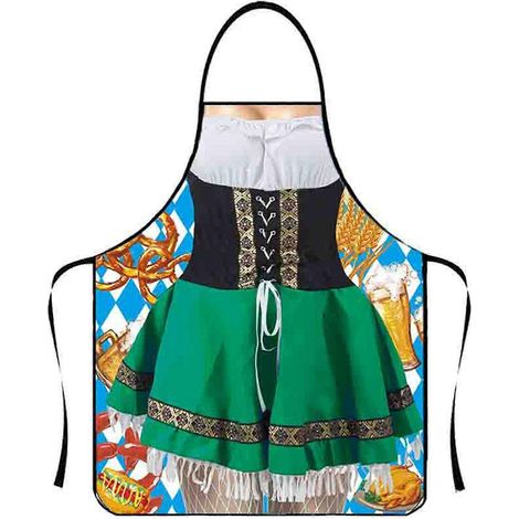Tablier de cuisine humoristique à motif bière, style bavarois, pour l'Oktoberfest, convenant aux femmes et aux hommes, idéal pour la cuisine, le barbecue et le barista. (1/4)