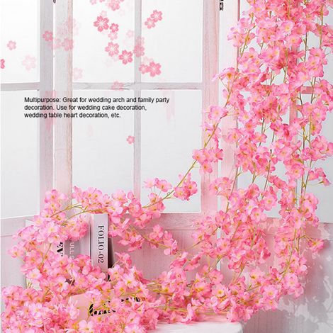 Guirlande Artificielle Sakura - Branche de Fleurs Hanging 1.8m avec 256 Fleurs en Soie Simulées pour Décor de Mariage et Maison (1/5)
