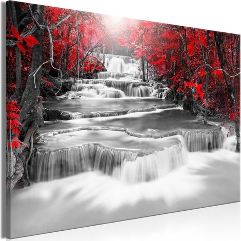 Tableau Cascade of Thoughts (1 Part) Wide Red - 120 x 80 cm (1/4)