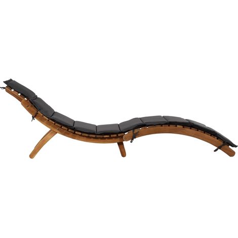 INLIFE Chaise longue avec coussin Bois d'acacia solide Gris foncé (1/5)