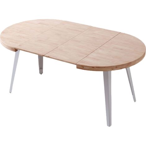 Mesa Salón Comedor Redonda Extensible Bali Color Roble Nordish y Blanco 76x100-180x100 cm (1/5)