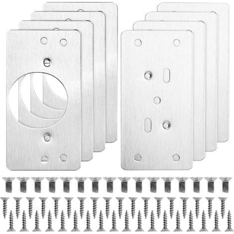 8 Pièces Plaques de Réparation Charnière Armoire, Inoxydable Charnière Porte Placard, 9 × 4.7 cm avec 48 Vis Kit de Réparation Meuble, Plaque Reparation Porte Placard, Hinge Repair Kit (1/5)